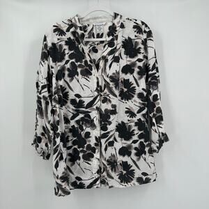 Alexandra Bartlett Womens Linen Top Size M Floral Cottagecore Spring Blouse